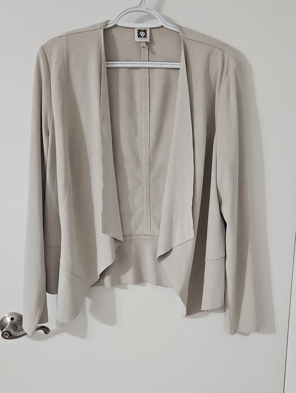 Anne Klein Light Gray Open-Front Draped Blazer